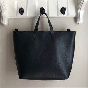 Madewell Black Leather Ziptop Transport Carryall